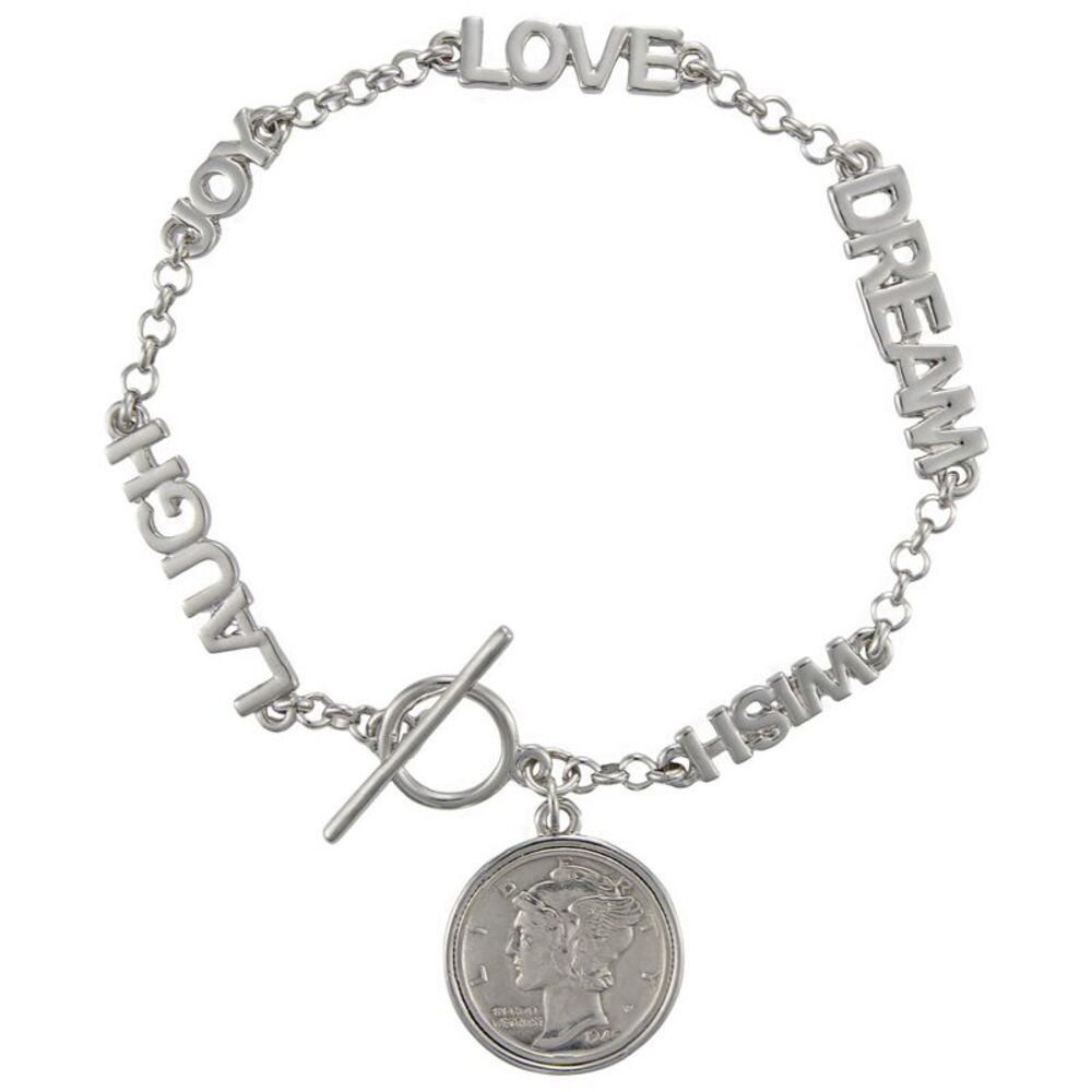 Year to Remember Inspiration Dream Wish Love Laugh Joy Bracelet Silver Toned